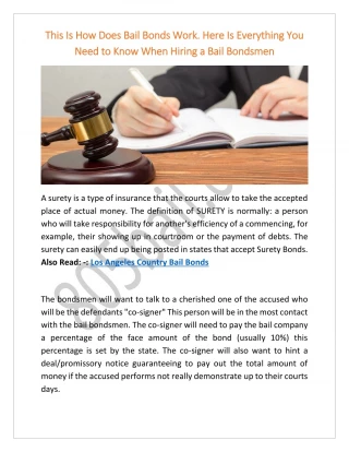 This Is How Does Bail Bonds Work. Here Is Everything You Need to Know When Hiring a Bail Bondsmen - slide 1