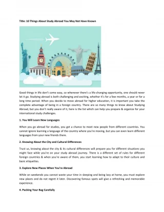 10 Things About Study Abroad You May Not Have Known - slide 1
