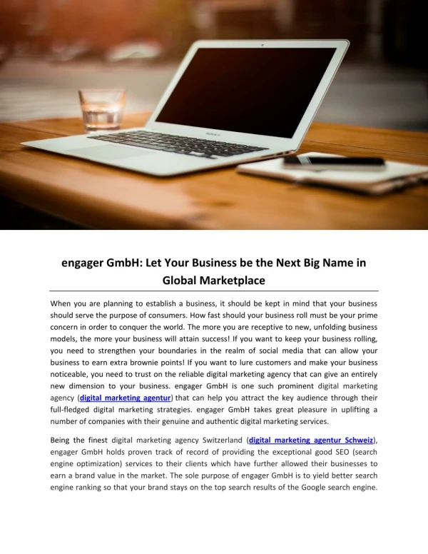 engager GmbH: Let Your Business be the Next Big Name in Global Marketplace