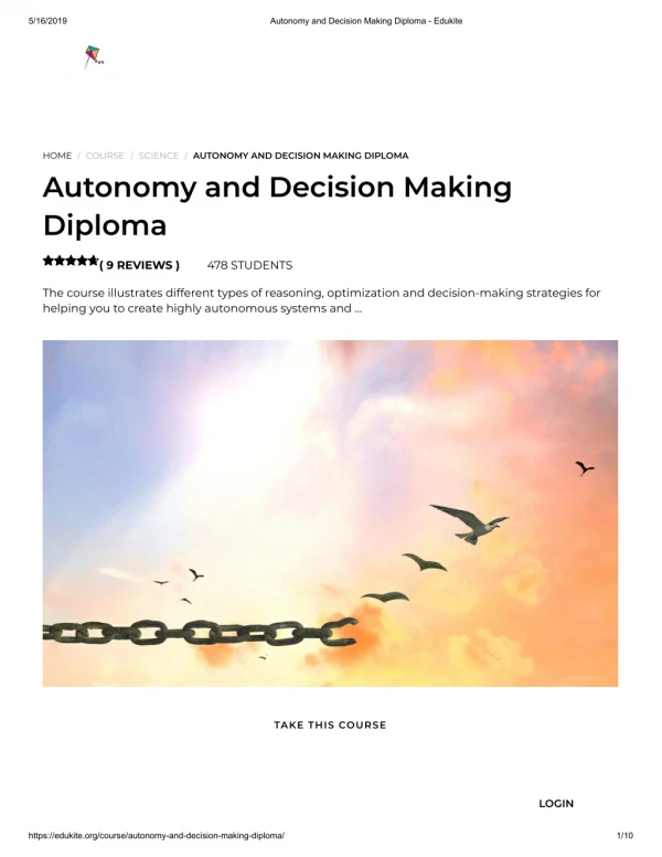 Autonomy and Decision Making Diploma - Edukite