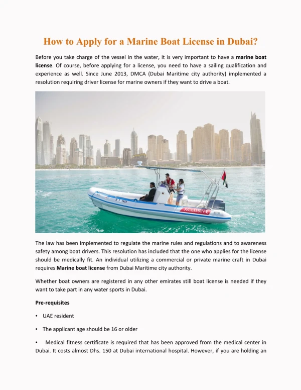 How to Apply for a Marine Boat License in Dubai?