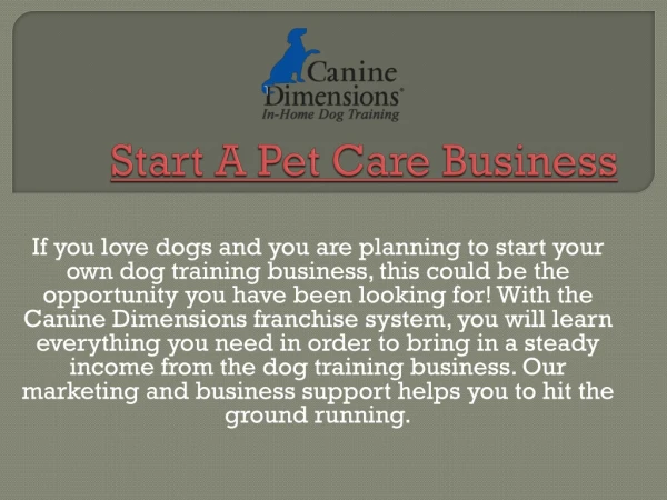 Start A Pet Care Business
