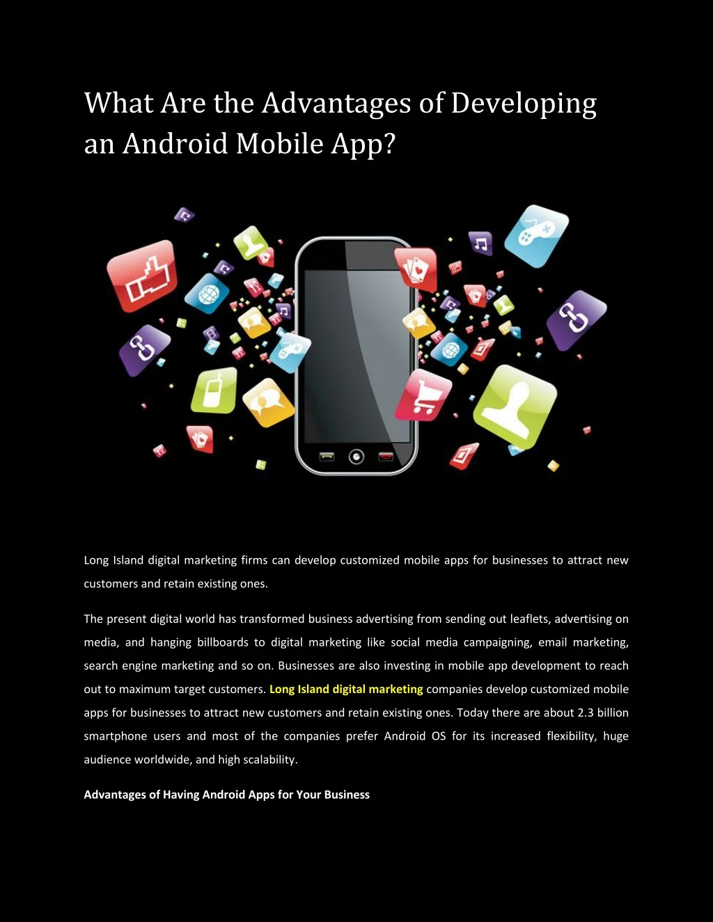 what are the advantages of developing an android