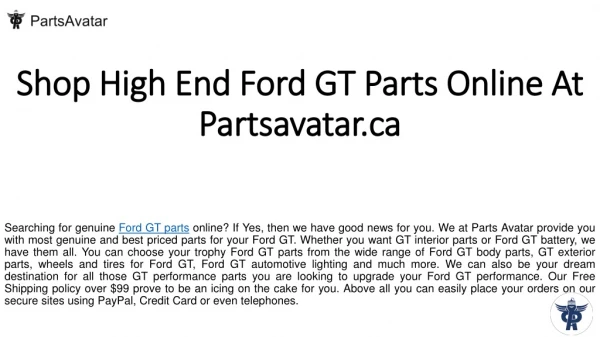 Buy All Ford GT Parts and Accessories Online at Partsavatar.ca
