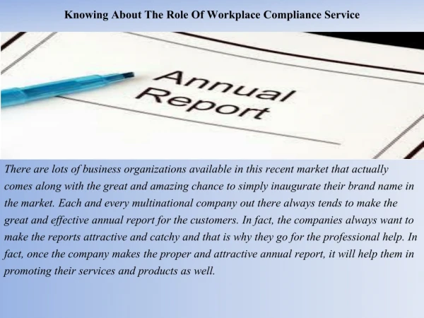 Knowing About The Role Of Workplace Compliance Service