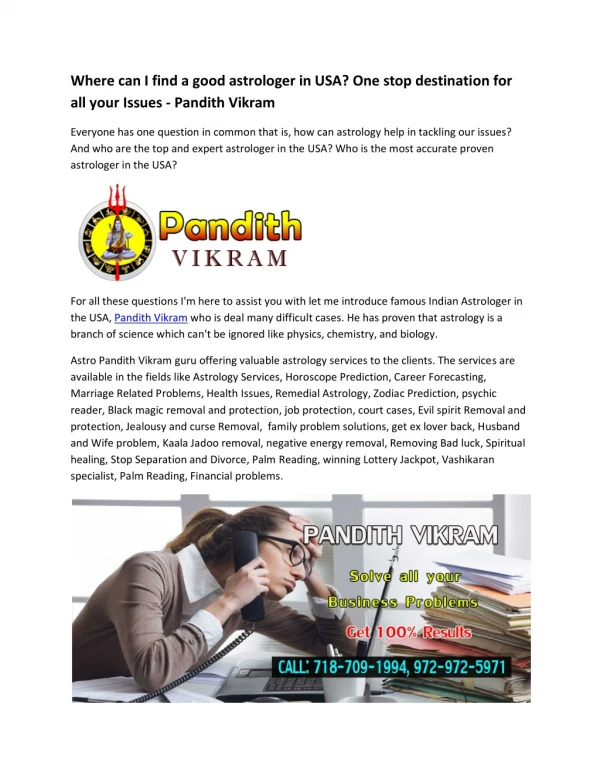 Astrologer in Jamaica, Best Astrology Services in New York | Pandith Vikram