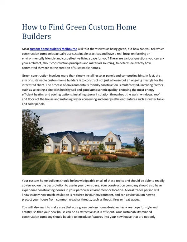 How to Find Green Custom Home Builders