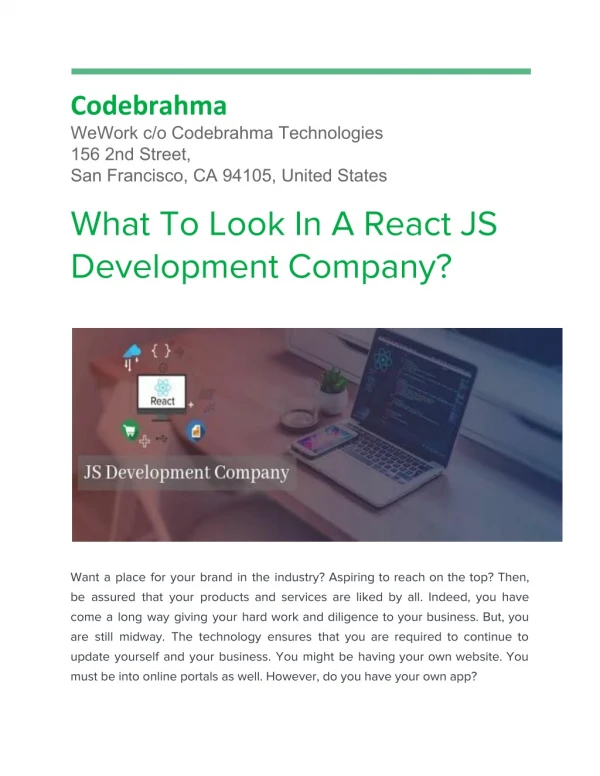 What To Look In A React JS Development Company?