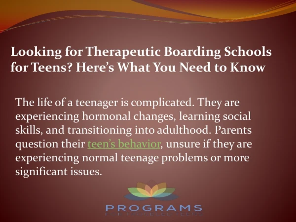 Looking for Therapeutic Boarding Schools for Teens