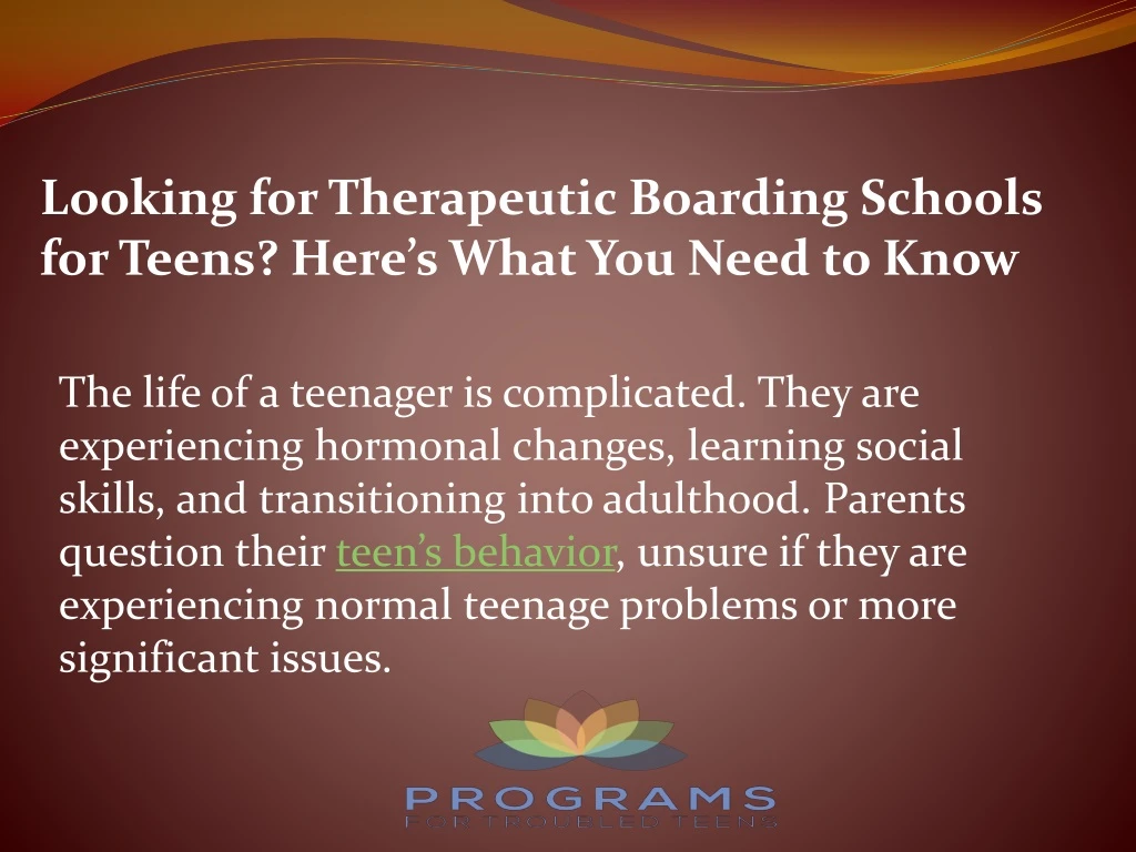 looking for therapeutic boarding schools