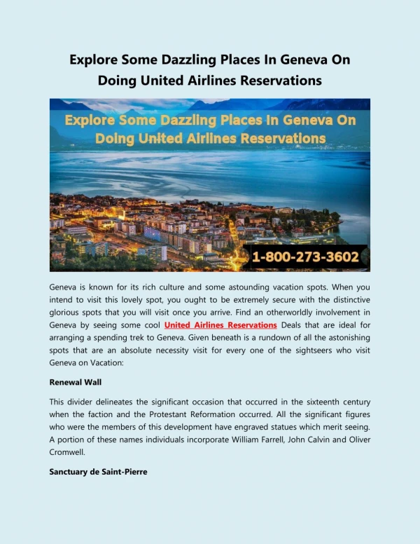 Explore Some Dazzling Places In Geneva On Doing United Airlines Reservations