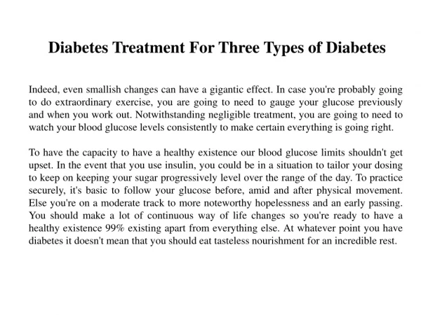Diabetes Treatment For Three Types of Diabetes