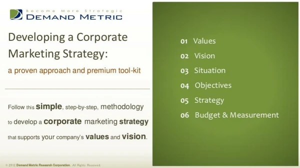 Marketing Strategy Plan Methodology & Tool-Kit