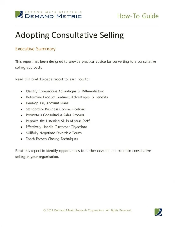 Adopting Consultative Selling