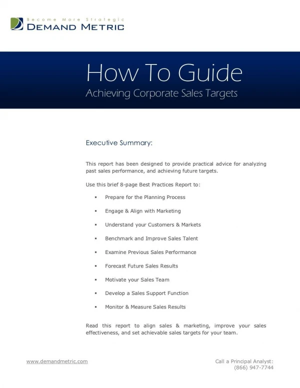 Achieving Corporate Sales Targets