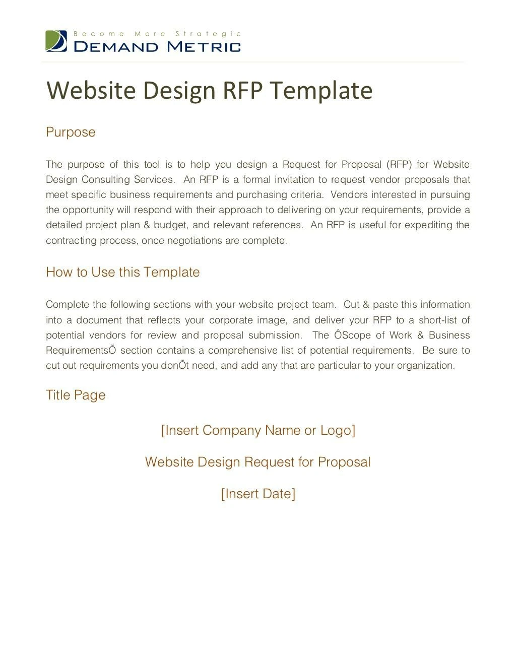 website design rfp template