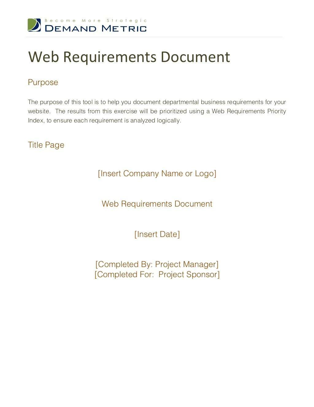 web requirements document