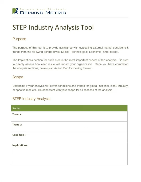 Step Industry Analysis Tool