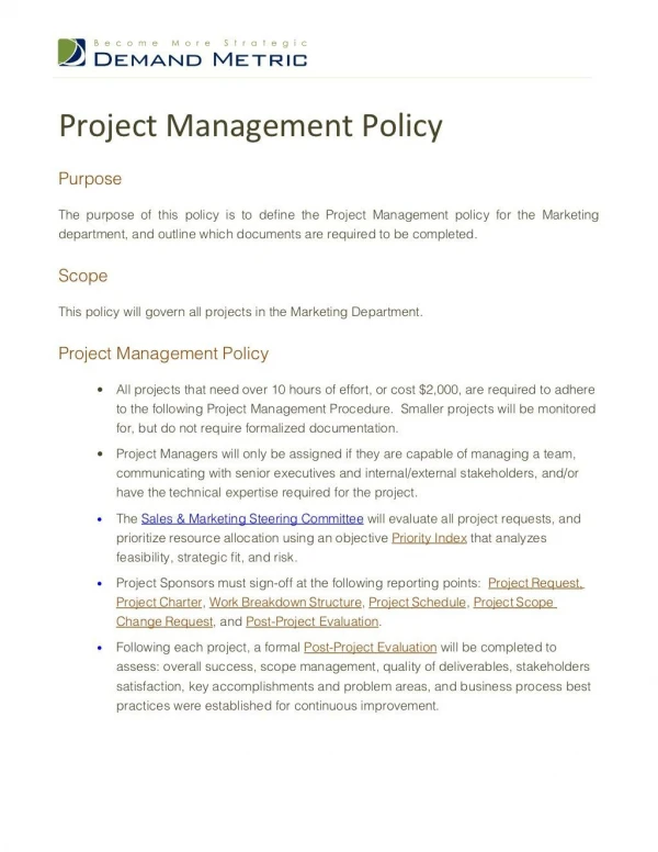 Project Management Policy