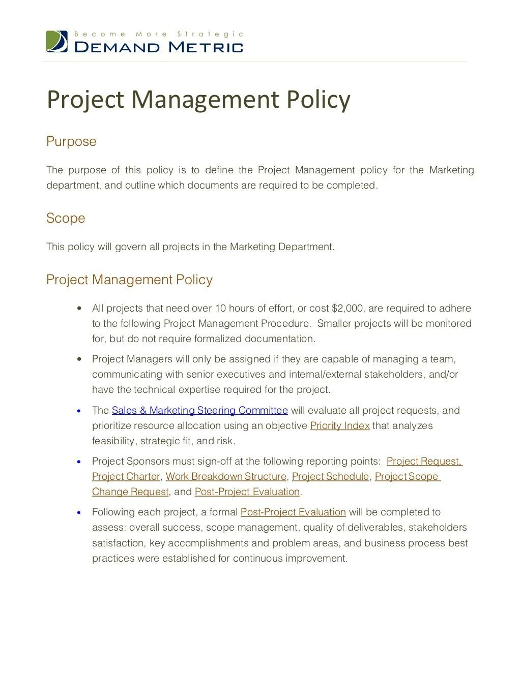 project management policy