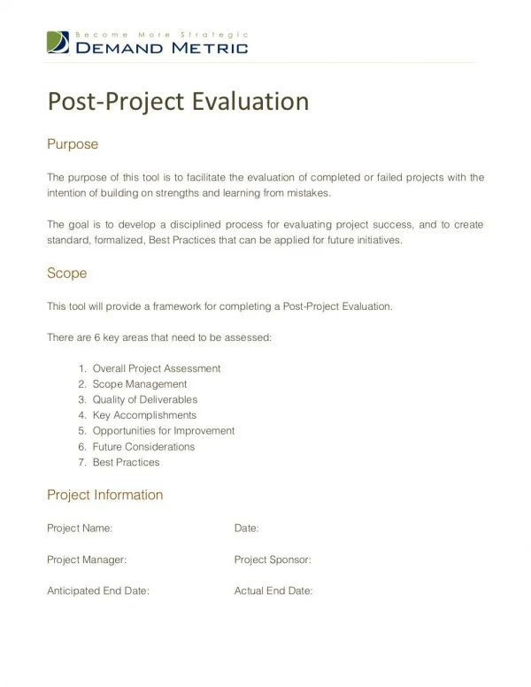 Post Project Evaluation