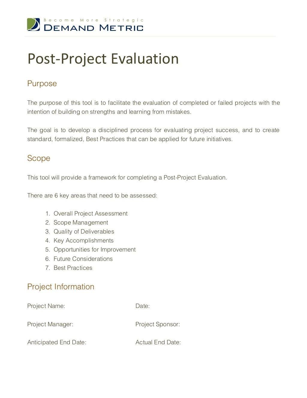 post project evaluation