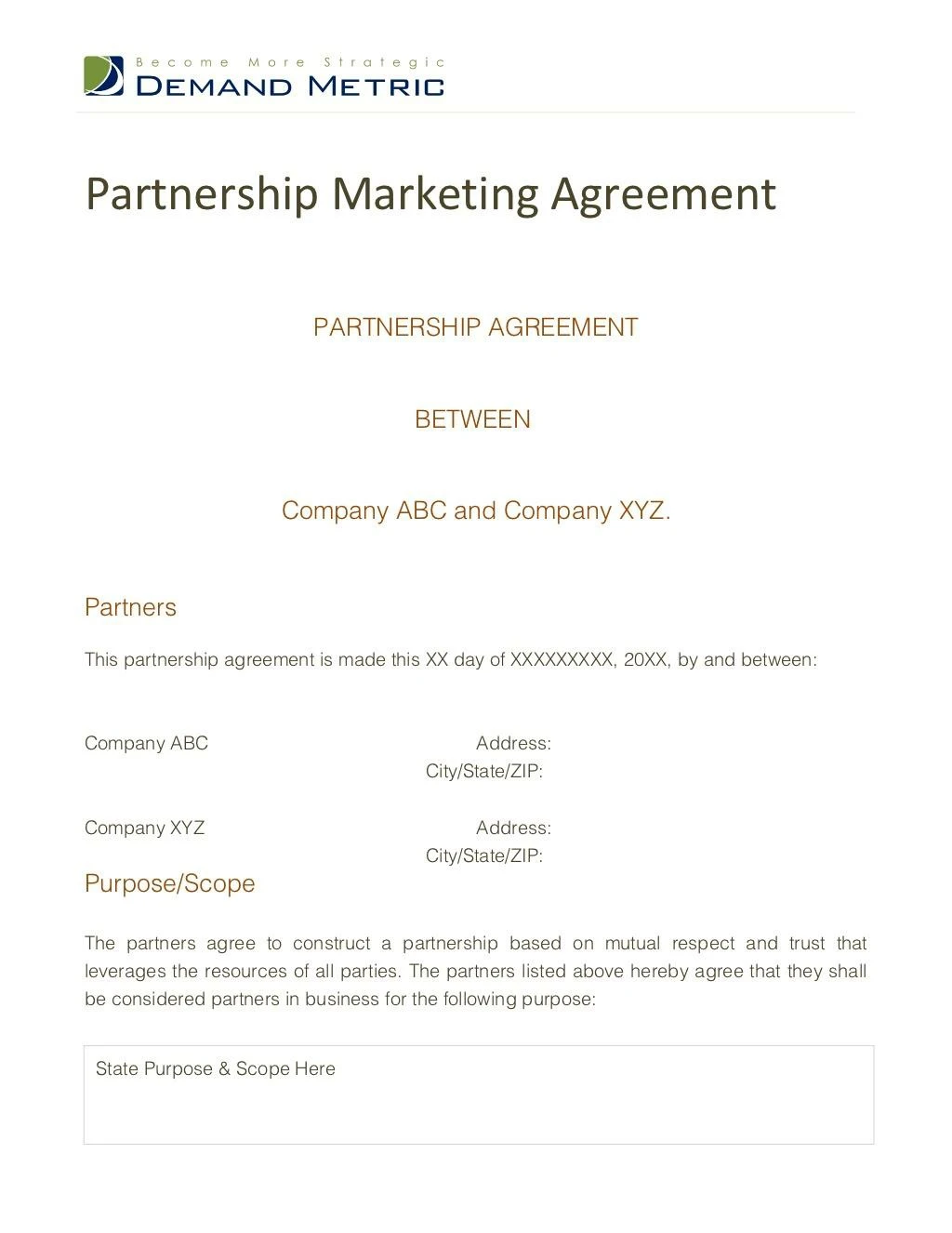 partnership marketing agreement