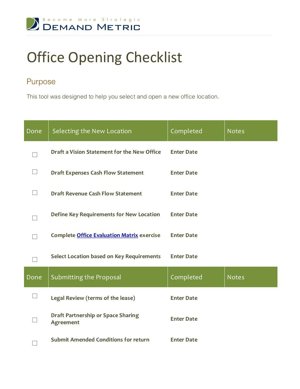 office opening checklist