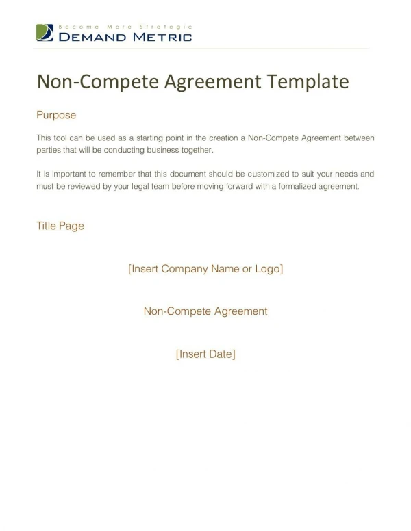 Non Compete Agreement Template