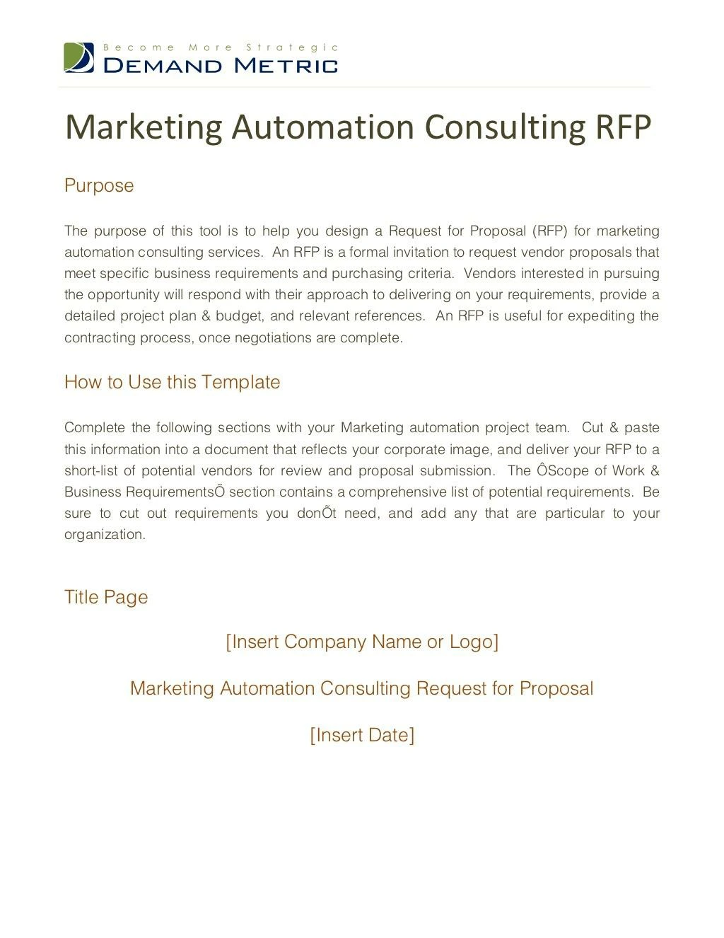 marketing automation consulting rfp