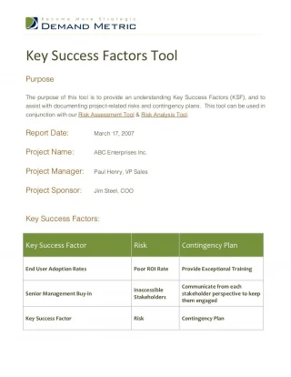 Key Success Factors Tool