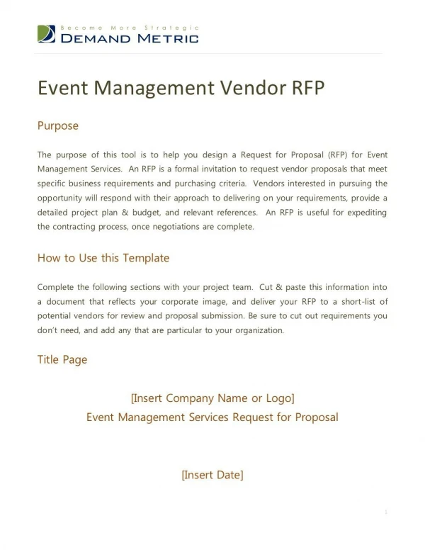 Event Management RFP Template