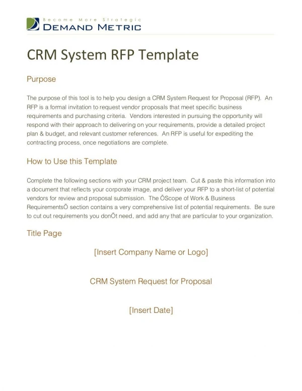 CRM System RFP Template