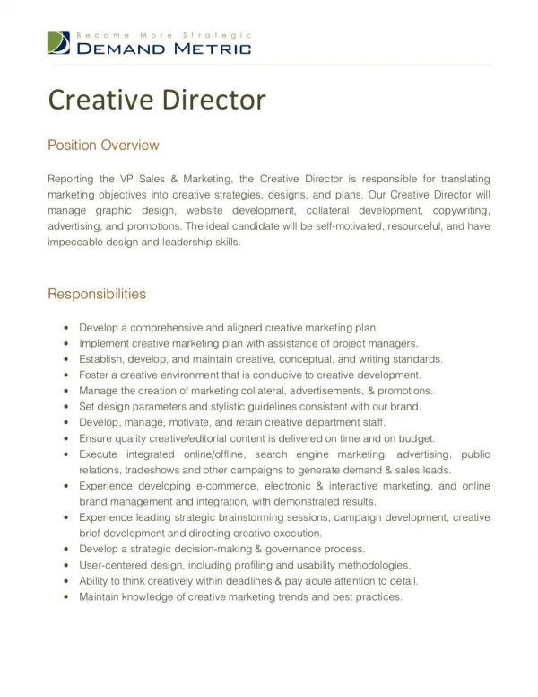 Creative Director Job Description