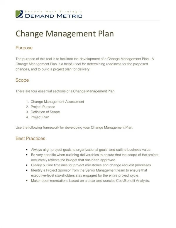 Change Management Plan