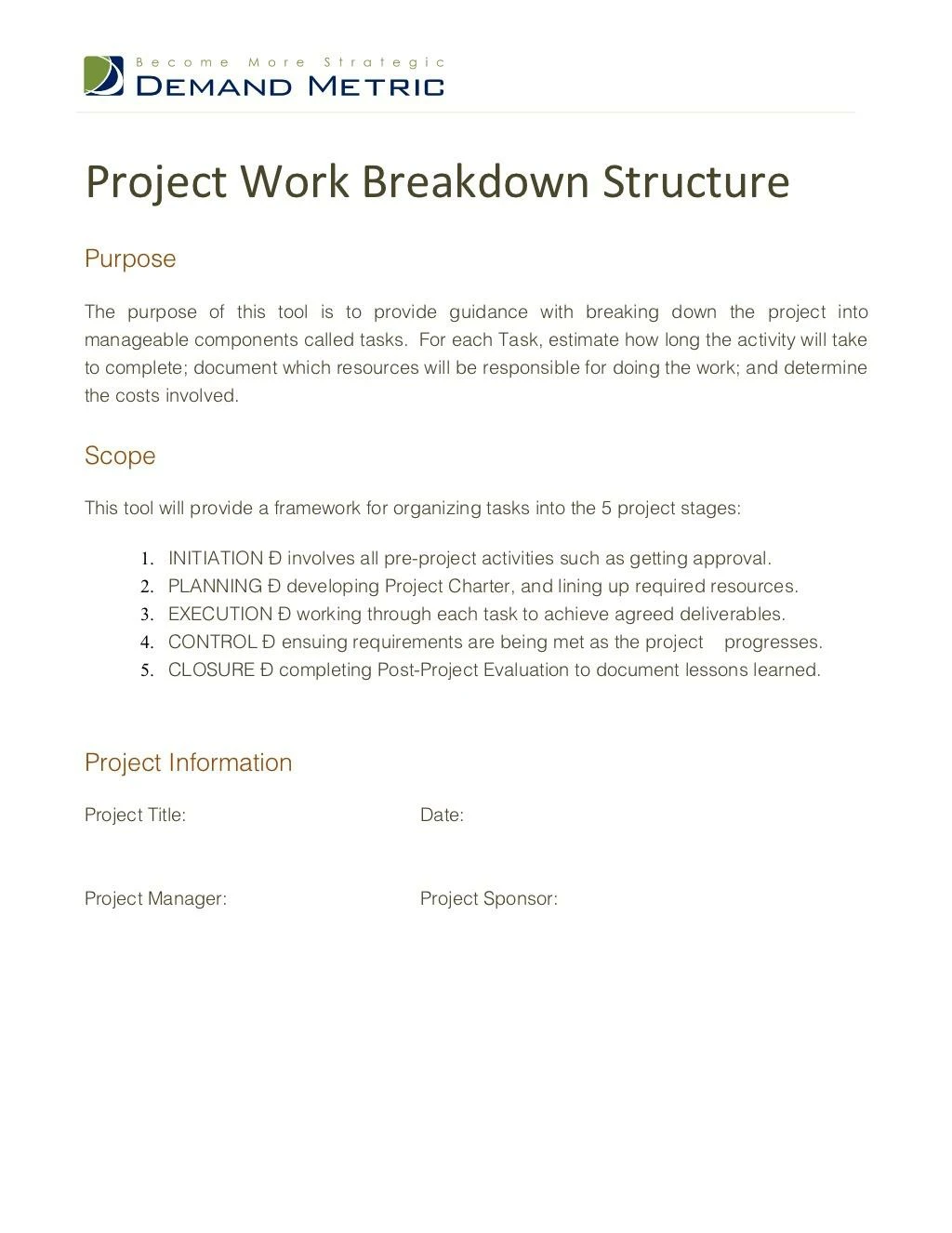 project work breakdown structure