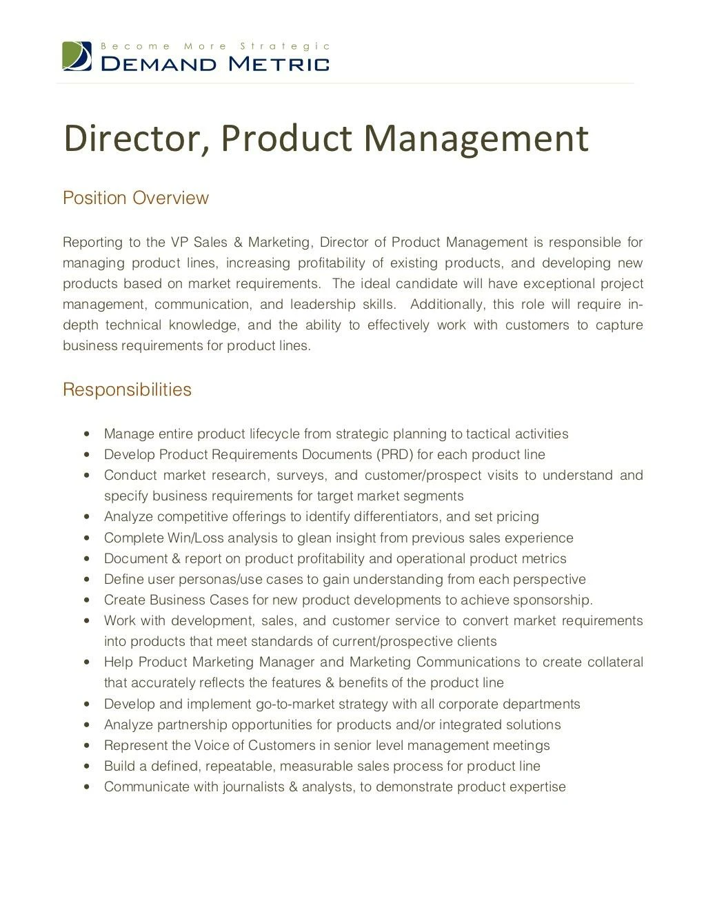 product management director job description