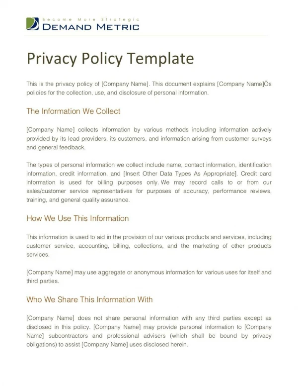 Privacy Policy Template