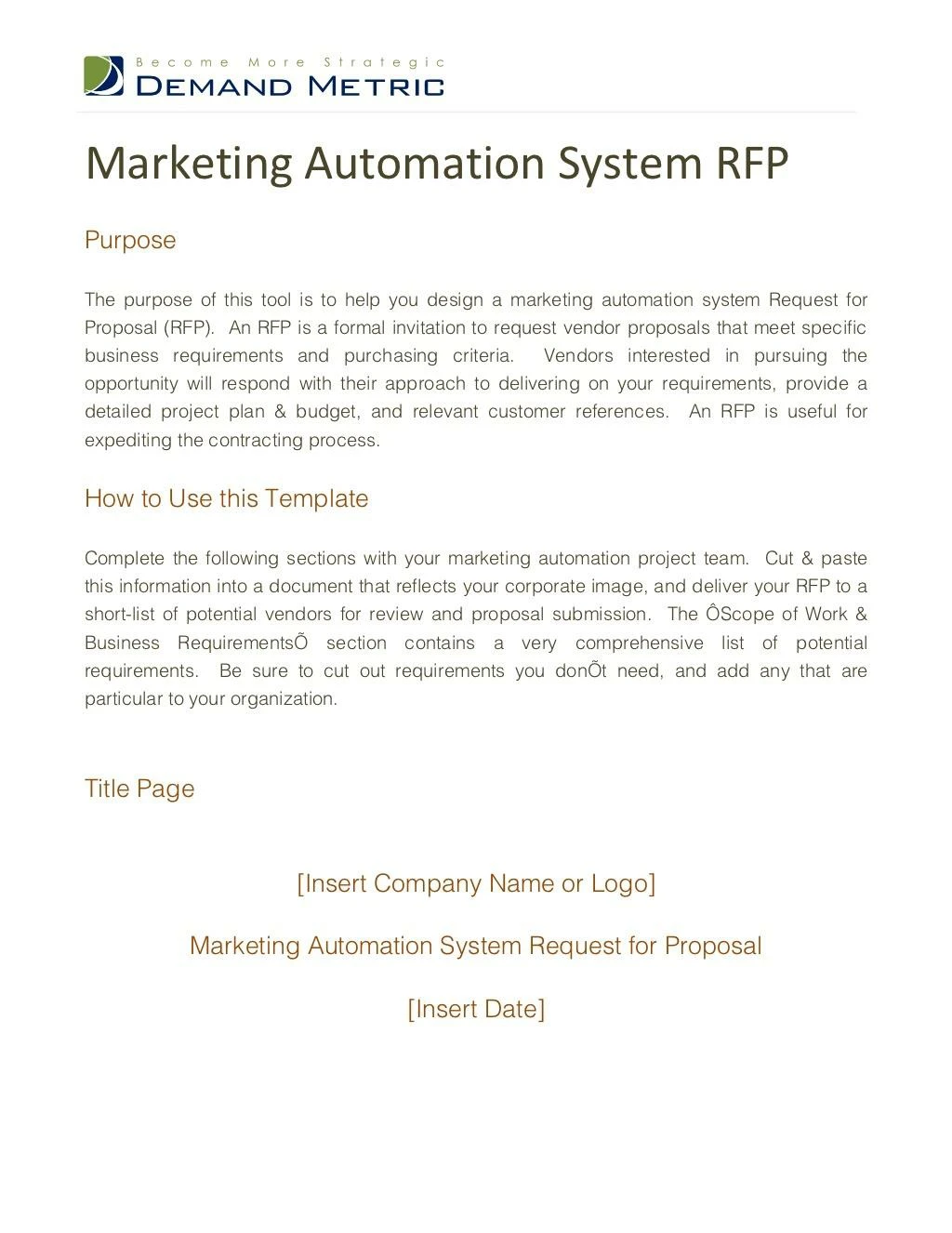 marketing automation system rfp