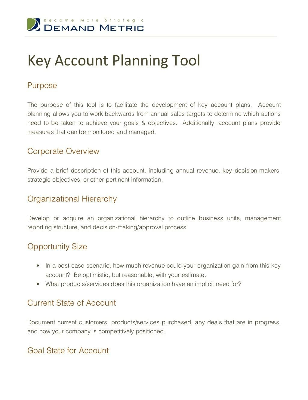 key account planning tool