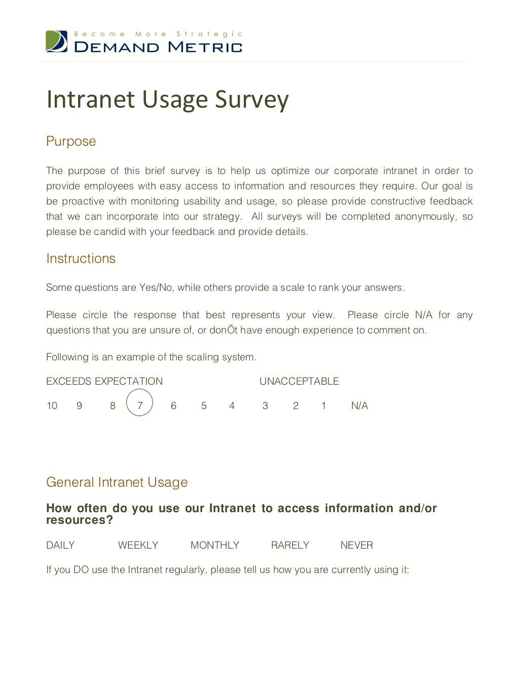 intranet usage survey
