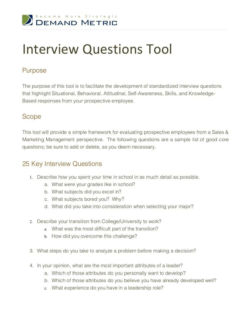 interview questions tool