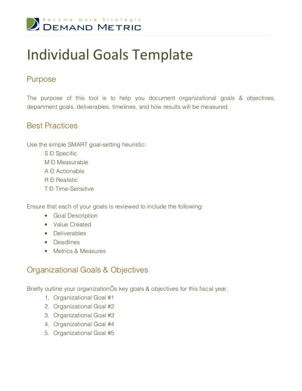 Individual Goals Template