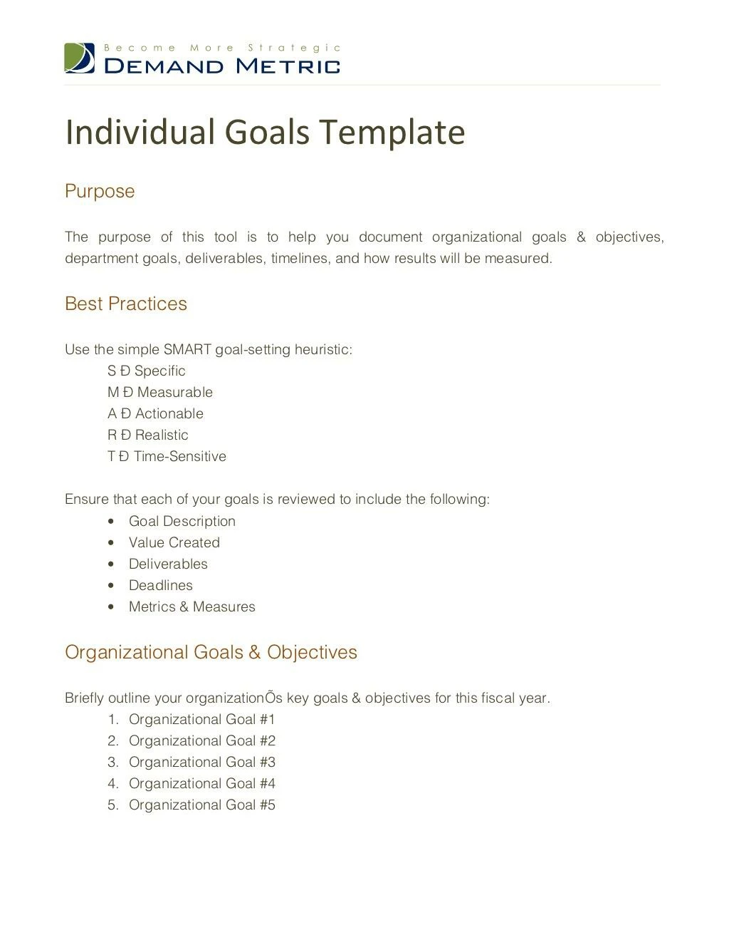 individual goals template