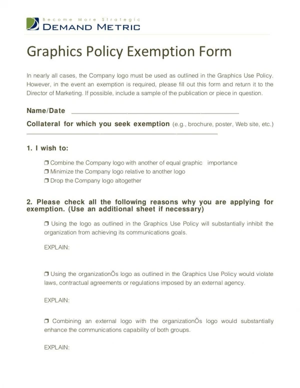 Graphic Use Exemption Form