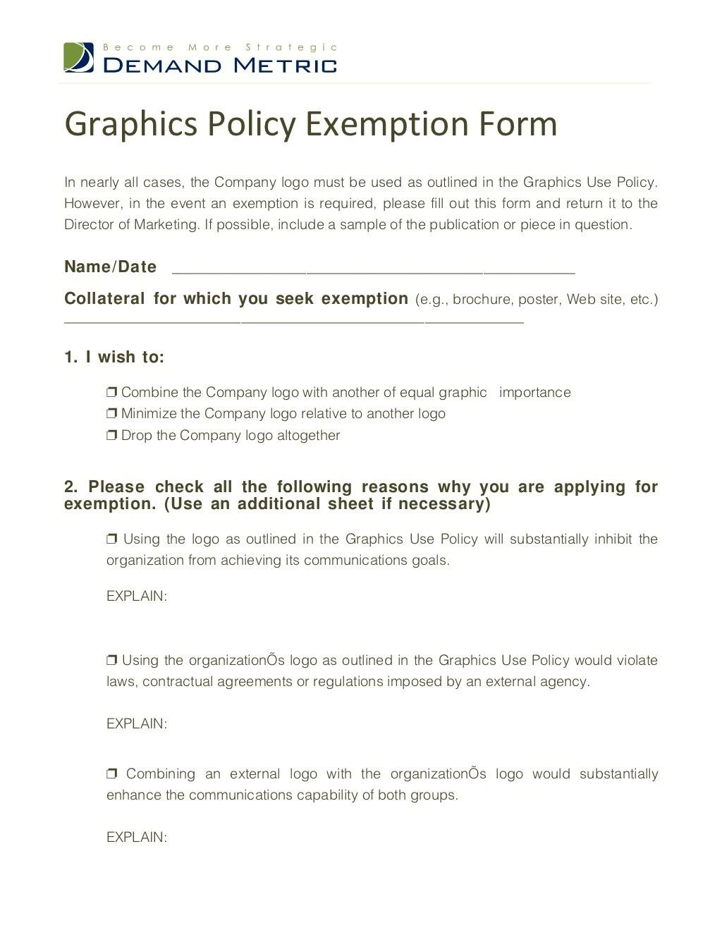 graphic use exemption form