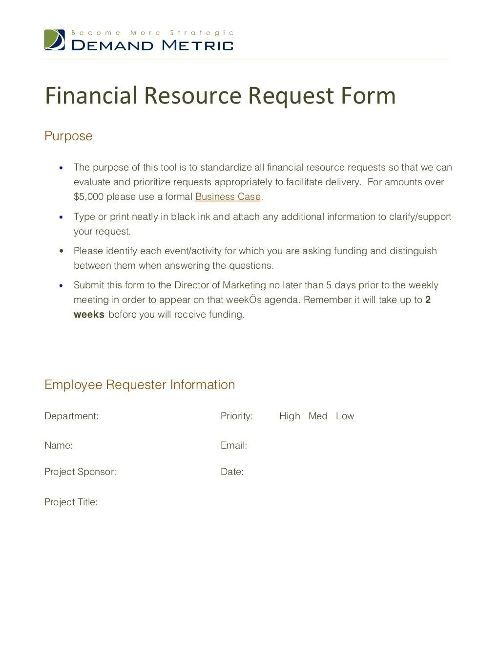 financial resource request form