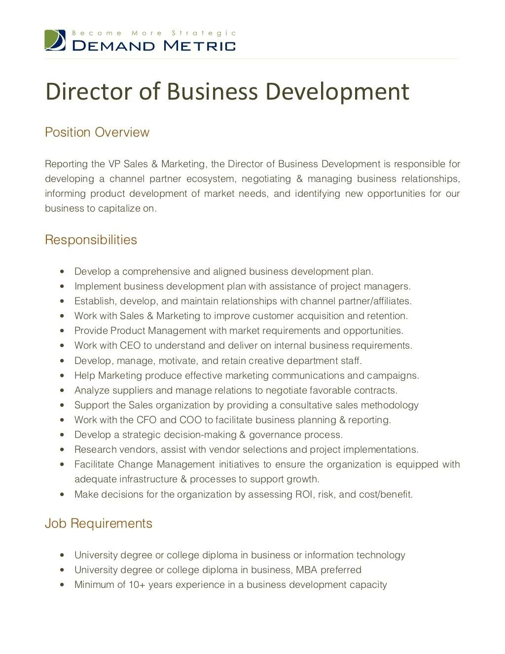 director of business development job description