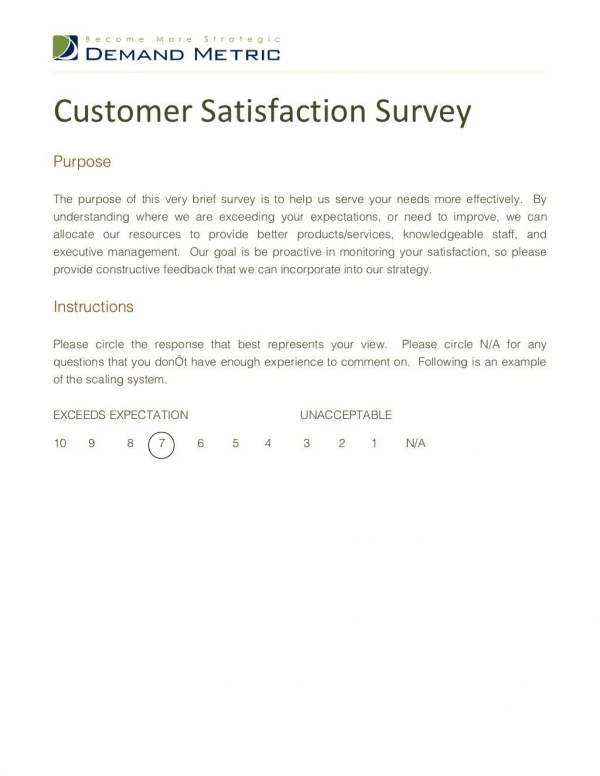 Customer Satisfaction Survey