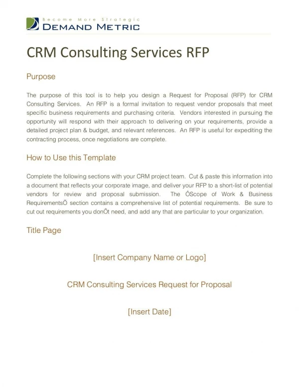 CRM Consulting Services RFP